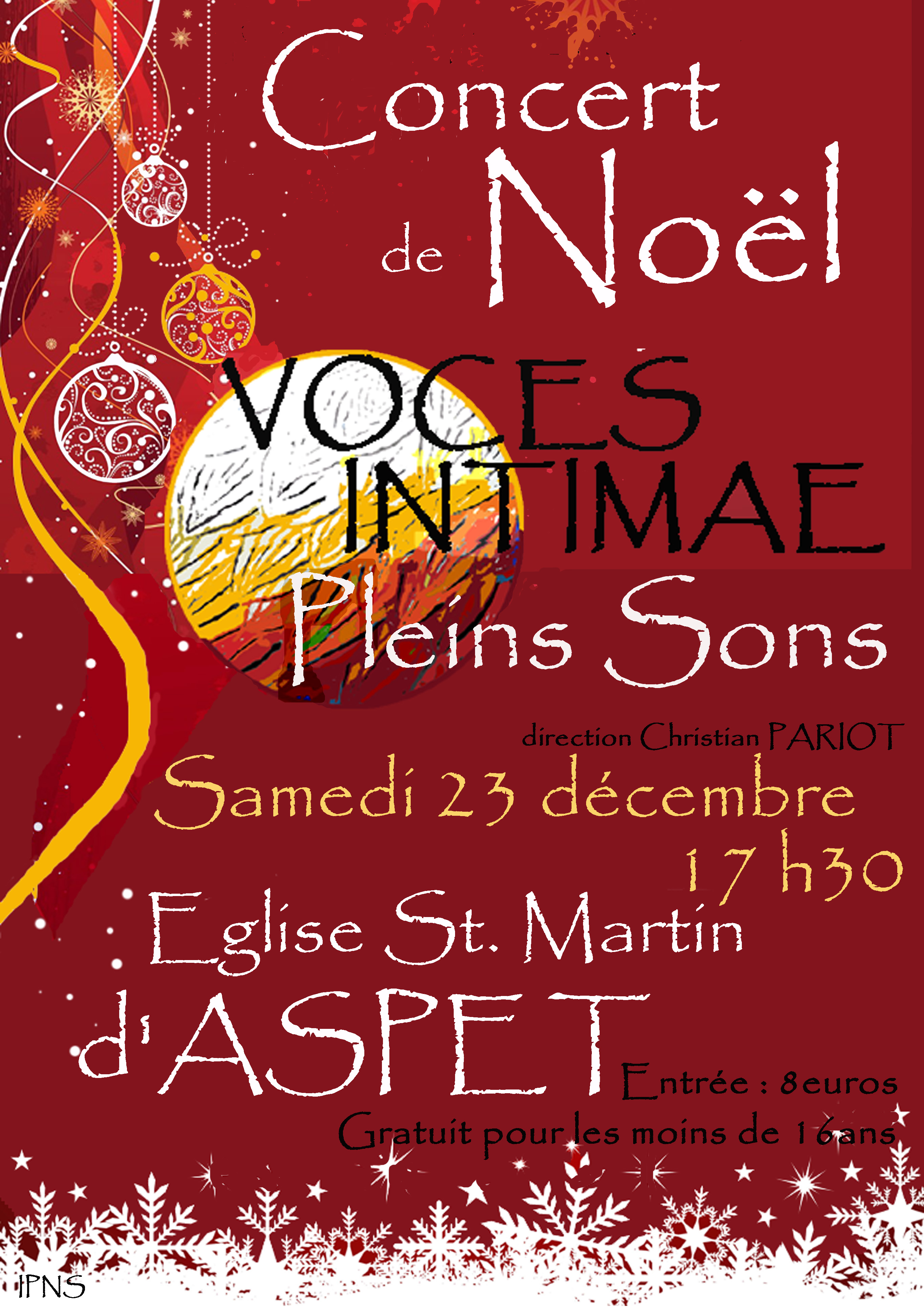 Concert de Noël avec Pleins Sons à Aspet le 23 décembre 2017 à 17h30